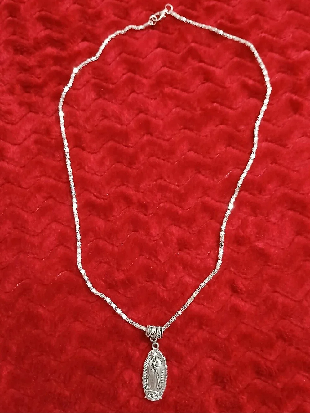 Sterling-Style Silver Our Lady Of Guadalupe - Religious Pendant Necklace